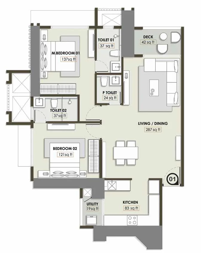 2 bhk floor plan sattva sumera